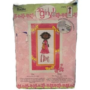 Bucilla Vintage So Girly Cross‎ Stitch Kit FLIRT 3x7.75” Girl 2006 USA Made NEW